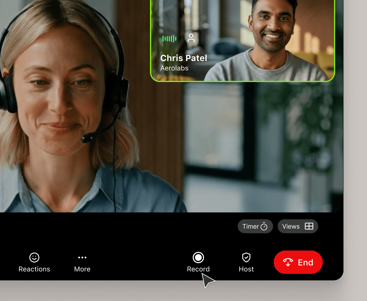 Screenshot of call recordings