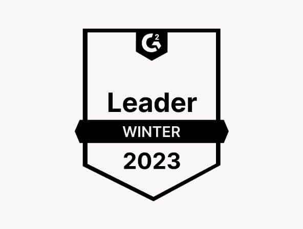 Screenshot of G2 leader badge for Winter 2023
