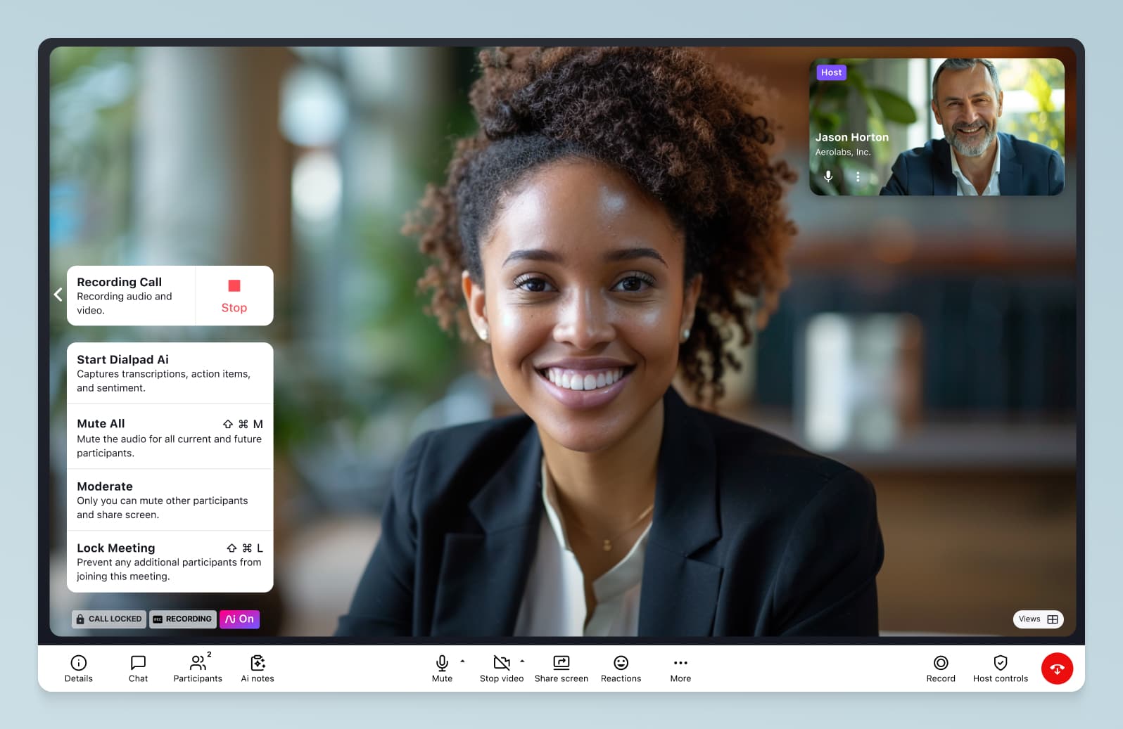 Locking a video conference in Dialpad using the built-in security controls