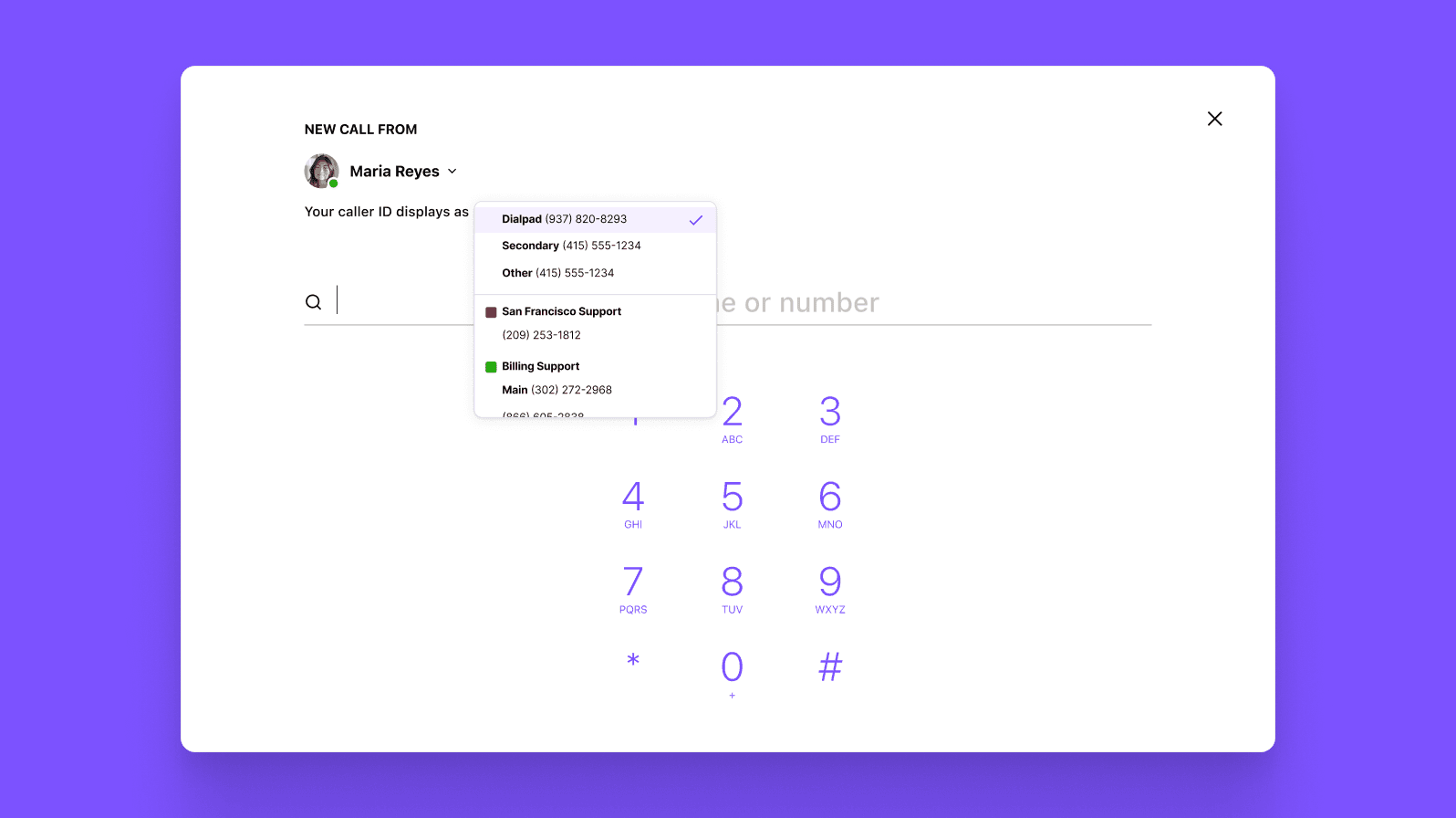 Selecting a caller ID