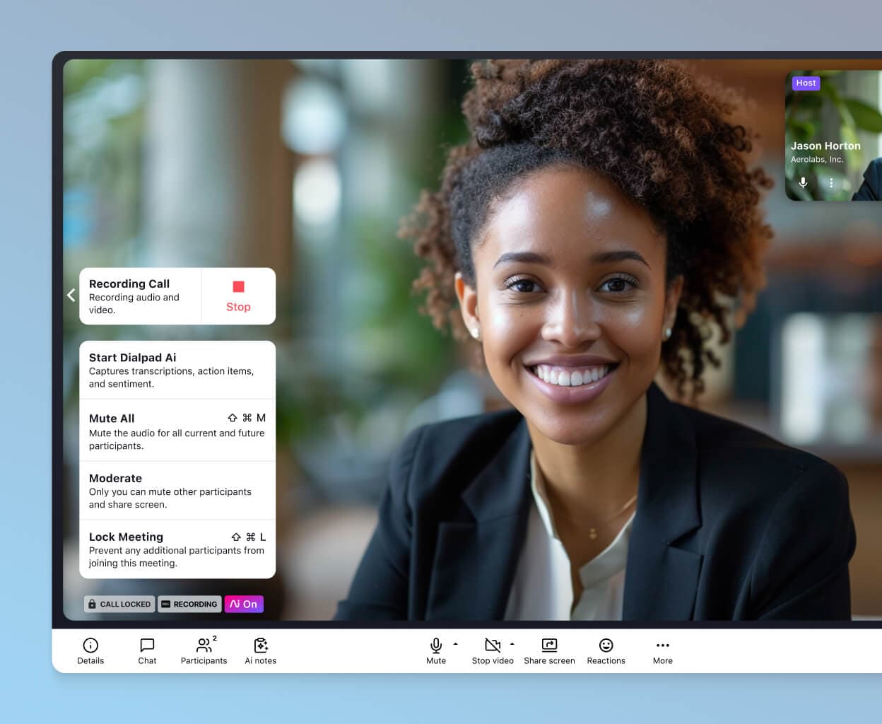 Dialpad's API automatically pausing call recording when sensitive information is being shared.